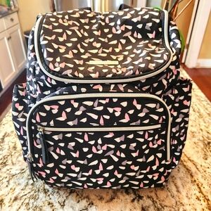 Bananafish Studios Backpack, Black, White & Pink Patterned, Diaper Baby Bag EUC